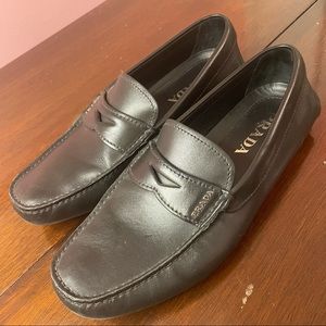 PRADA **BARELY* used AUTHENTIC Men’s black leather slip-on SIZE 8 (Prada size 7)